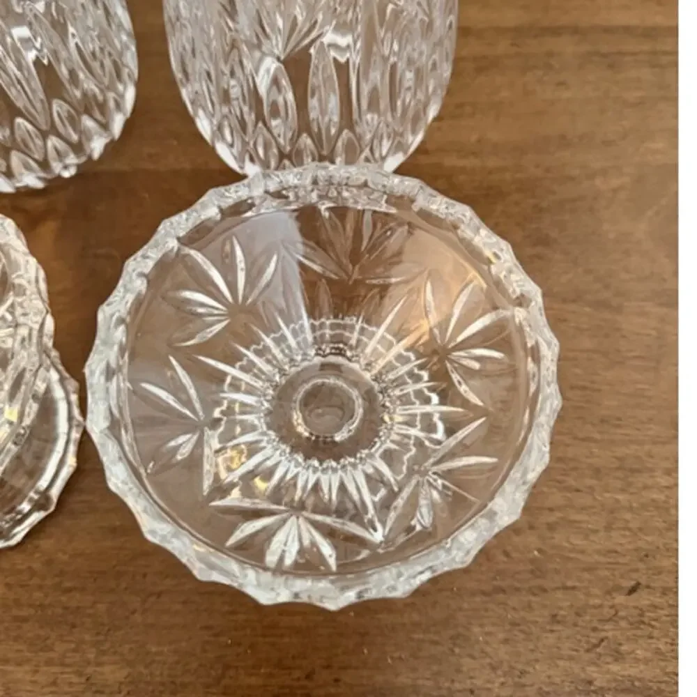 Vintage 1990s Princess House Highlights 24% Lead Crystal Candle Lamps 7” Set 2